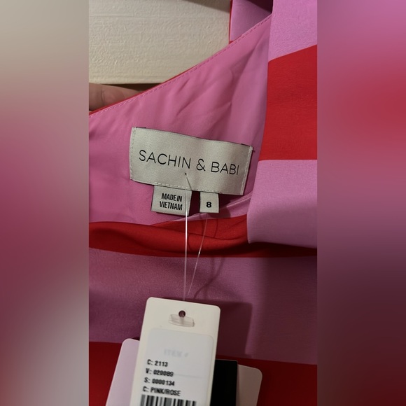 Anthropologie Sachin & Babi Fiona One-Shoulder Striped Tafetta Midi Dress - Picture 10 of 11